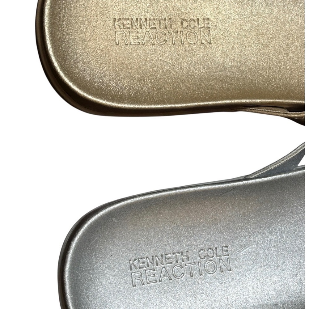 Kenneth Cole Reaction Slim Shadee Sandals Womens 11 Gold Silver Jeweled Bundle - Picture 3 of 7